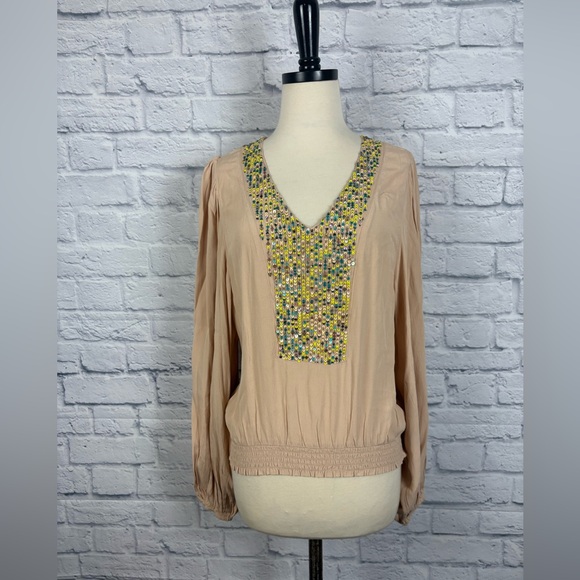 NWT Anthropologie Kristie Sequined Peasant Blouse size S - Picture 4 of 9
